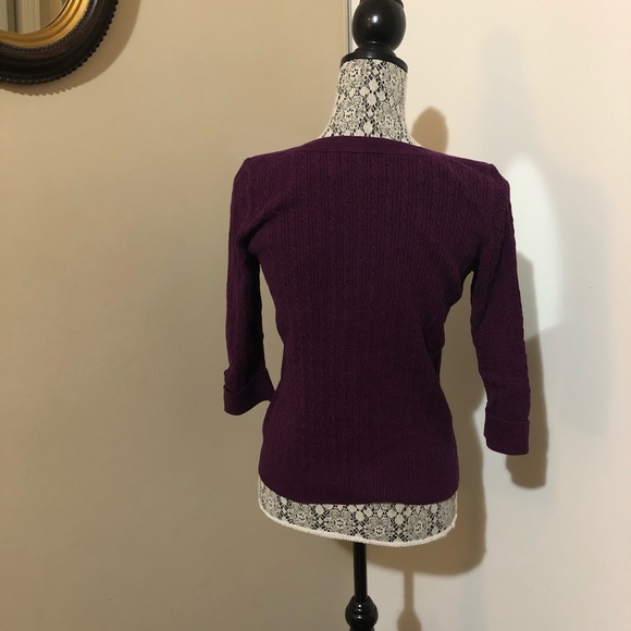Karen Scott Petites Magenta Cable Knit Sweater - Picture 2 of 4